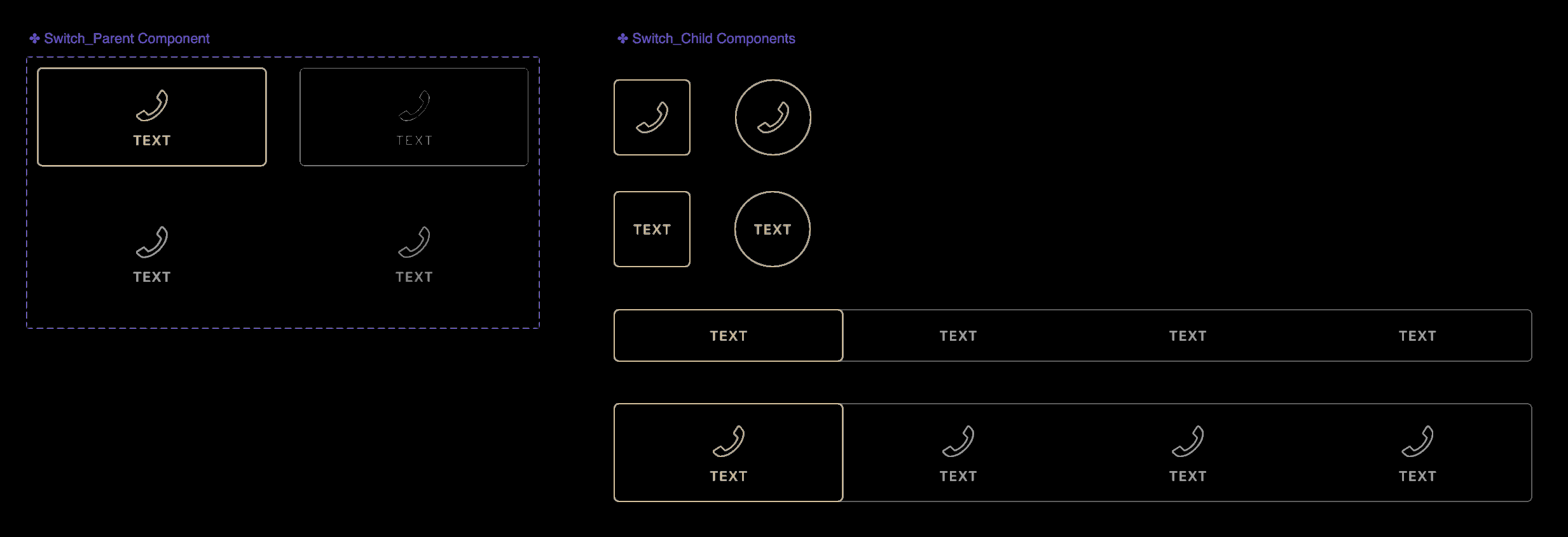 Lucid switch parent component and child components specification