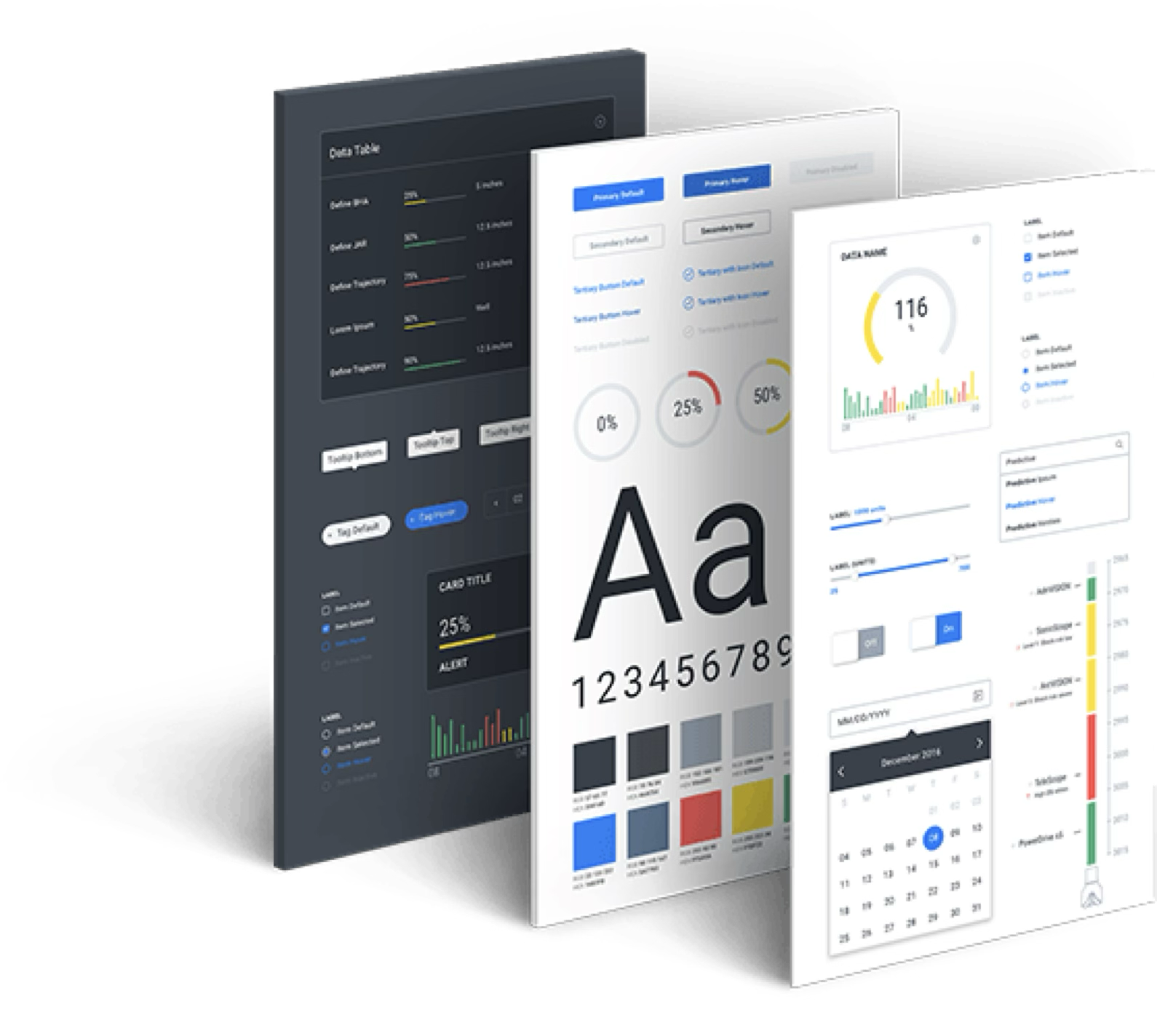 Three Beehive design system component panels